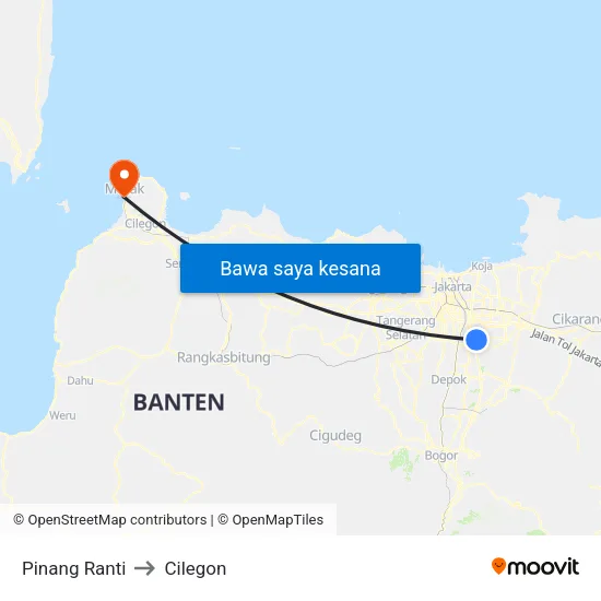 Pinang Ranti to Cilegon map
