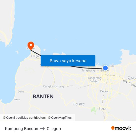 Kampung Bandan to Cilegon map