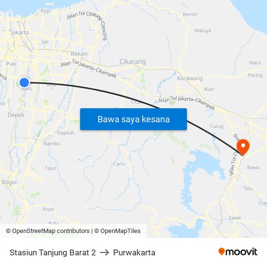Stasiun Tanjung Barat 2 to Purwakarta map