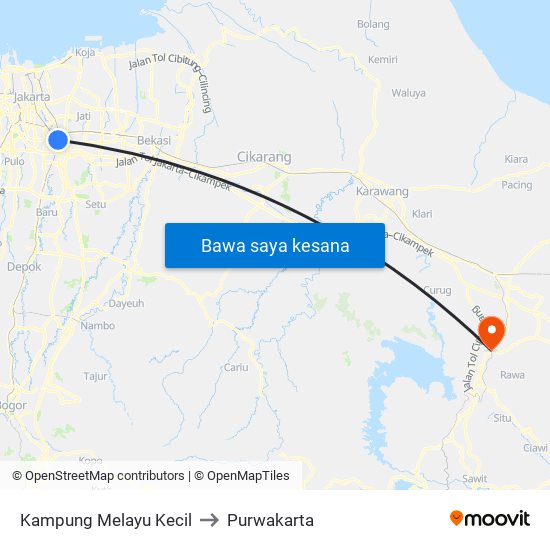 Kampung Melayu Kecil to Purwakarta map