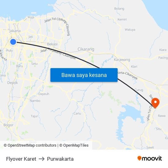 Flyover Karet to Purwakarta map