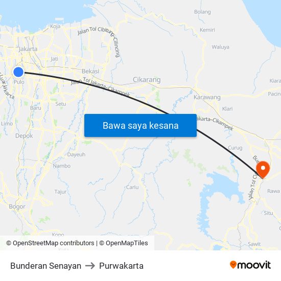 Bunderan Senayan to Purwakarta map