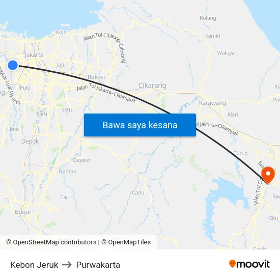 Kebon Jeruk to Purwakarta map
