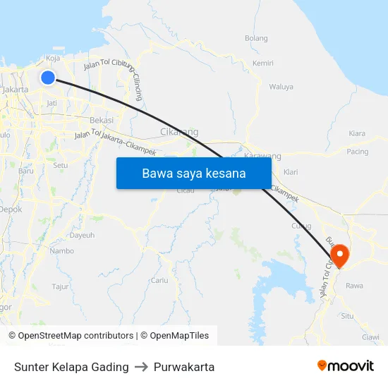 Sunter Kelapa Gading to Purwakarta map