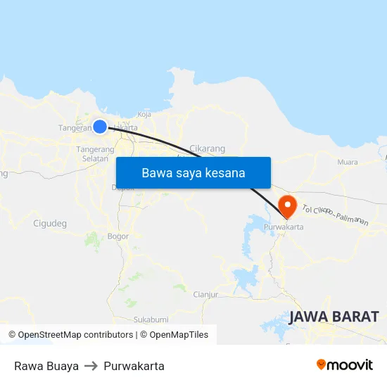 Rawa Buaya to Purwakarta map