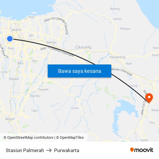 Stasiun Palmerah to Purwakarta map