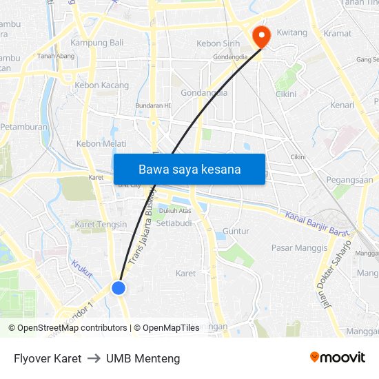 Flyover Karet to UMB Menteng map