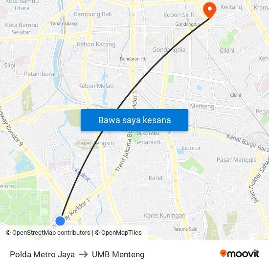 Polda Metro Jaya to UMB Menteng map