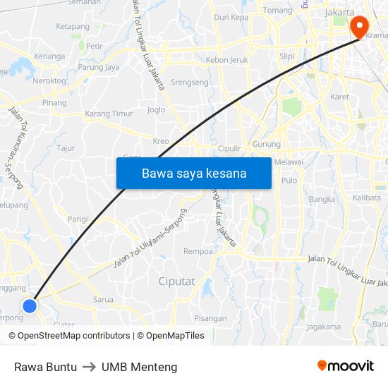 Rawa Buntu to UMB Menteng map