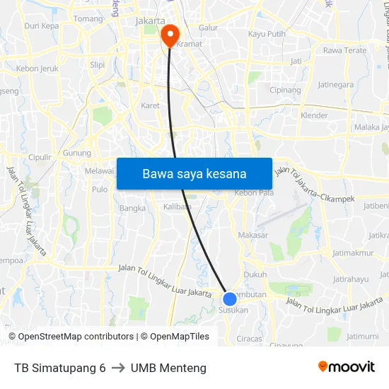 TB Simatupang 6 to UMB Menteng map