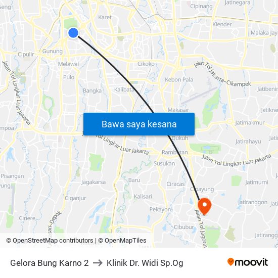 Gelora Bung Karno 2 to Klinik Dr. Widi Sp.Og map