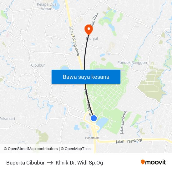 Buperta Cibubur to Klinik Dr. Widi Sp.Og map