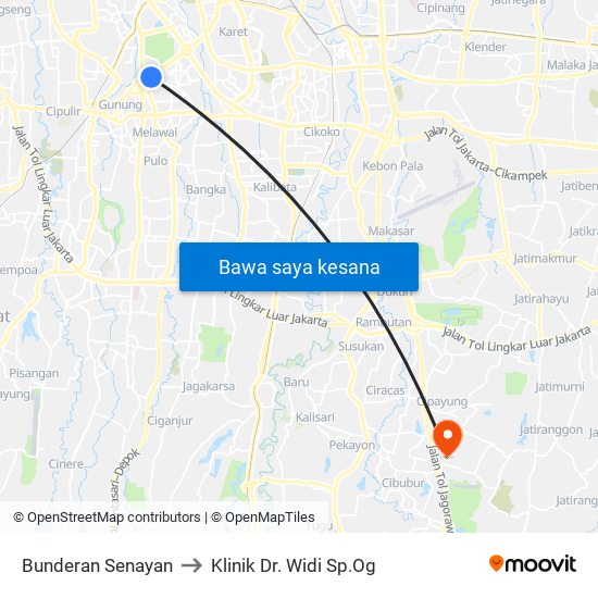 Bunderan Senayan to Klinik Dr. Widi Sp.Og map