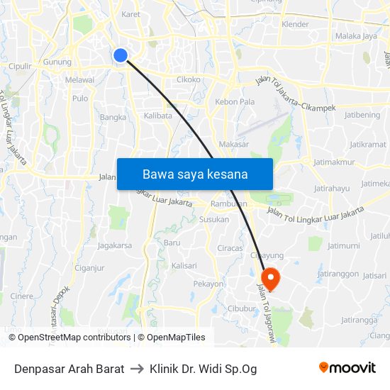 Denpasar Arah Barat to Klinik Dr. Widi Sp.Og map