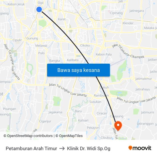 Petamburan Arah Timur to Klinik Dr. Widi Sp.Og map