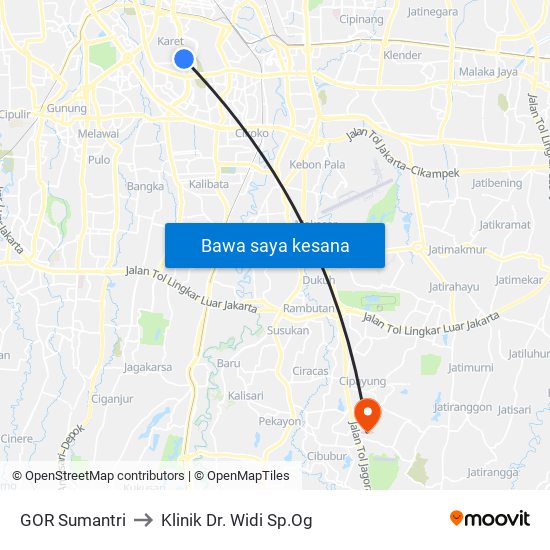 GOR Sumantri to Klinik Dr. Widi Sp.Og map