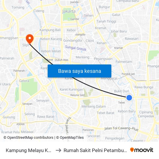 Kampung Melayu Kecil to Rumah Sakit Pelni Petamburan map