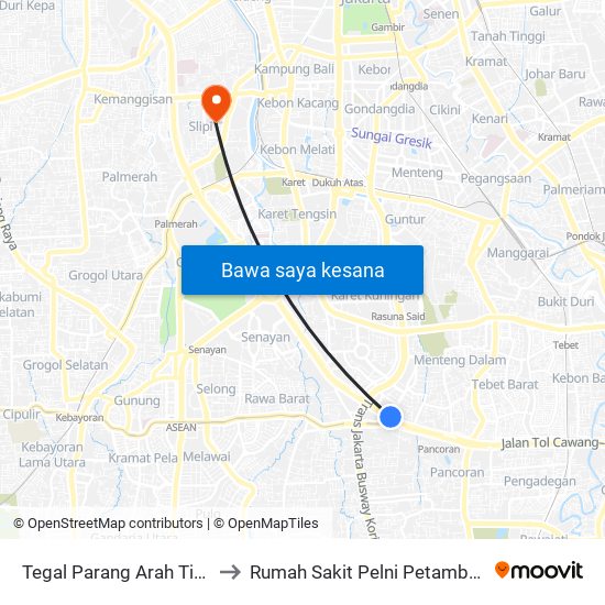 Tegal Parang Arah Timur to Rumah Sakit Pelni Petamburan map