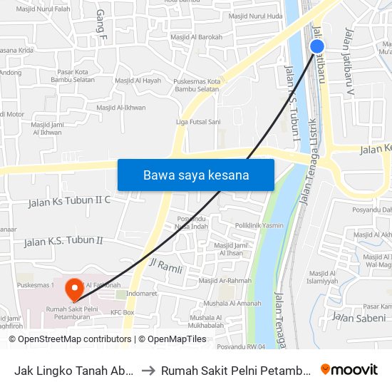 Jak Lingko Tanah Abang to Rumah Sakit Pelni Petamburan map