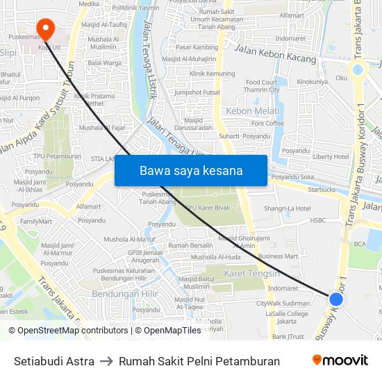 Setiabudi Astra to Rumah Sakit Pelni Petamburan map