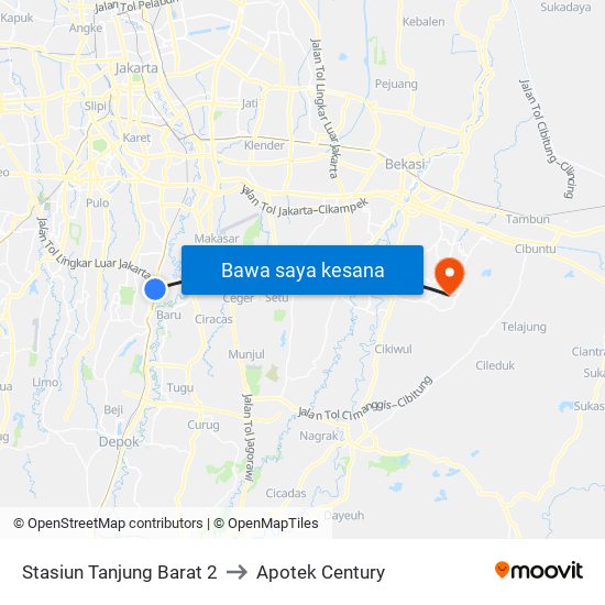 Stasiun Tanjung Barat 2 to Apotek Century map