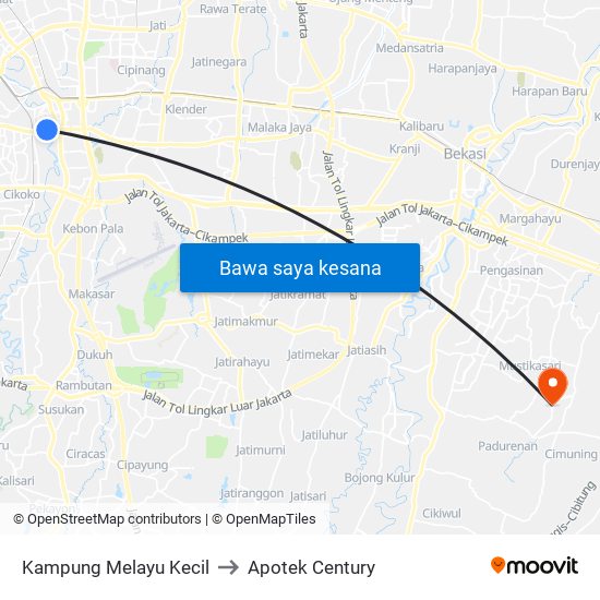 Kampung Melayu Kecil to Apotek Century map