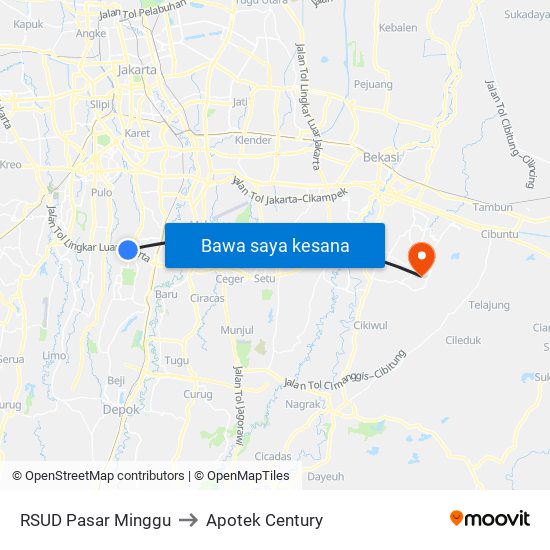 RSUD Pasar Minggu to Apotek Century map