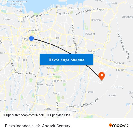 Plaza Indonesia to Apotek Century map