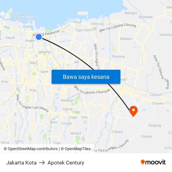 Jakarta Kota to Apotek Century map