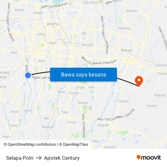 Selapa Polri to Apotek Century map