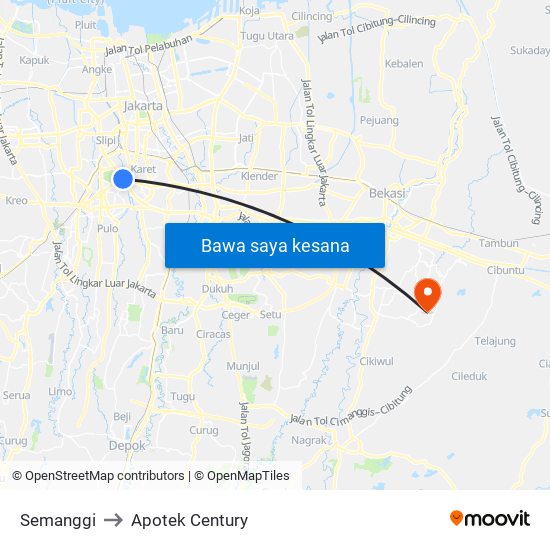 Semanggi to Apotek Century map