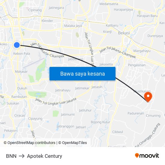 BNN to Apotek Century map