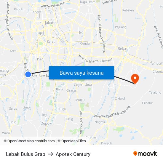 Lebak Bulus Grab to Apotek Century map