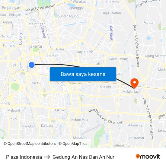 Plaza Indonesia to Gedung An Nas Dan An Nur map