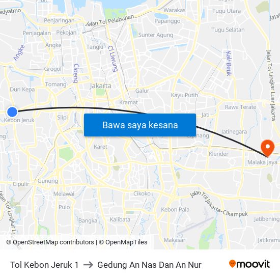 Tol Kebon Jeruk 1 to Gedung An Nas Dan An Nur map