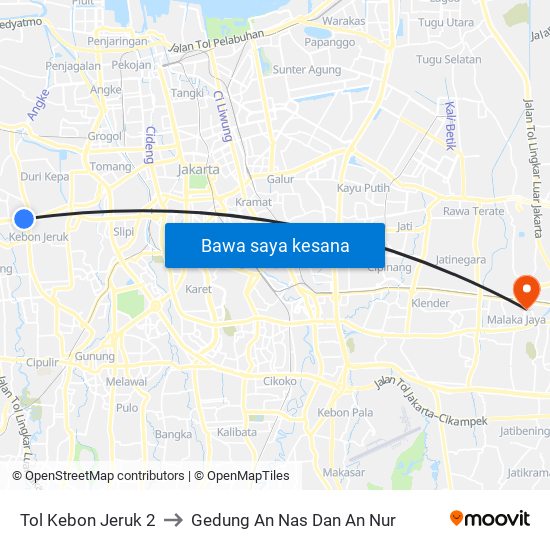 Tol Kebon Jeruk 2 to Gedung An Nas Dan An Nur map