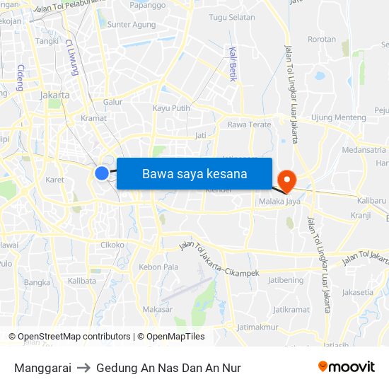 Manggarai to Gedung An Nas Dan An Nur map