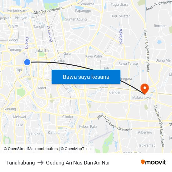 Tanahabang to Gedung An Nas Dan An Nur map