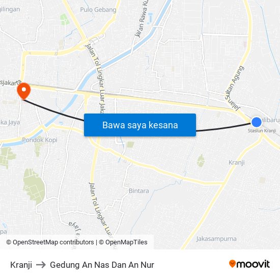 Kranji to Gedung An Nas Dan An Nur map