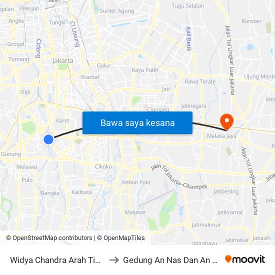 Widya Chandra Arah Timur to Gedung An Nas Dan An Nur map