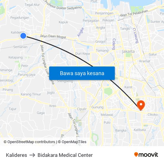Kalideres to Bidakara Medical Center map