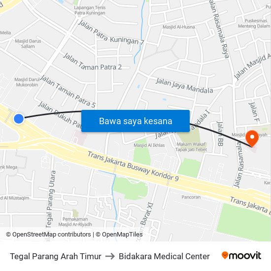 Tegal Parang Arah Timur to Bidakara Medical Center map