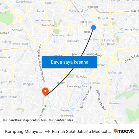 Kampung Melayu Kecil to Rumah Sakit Jakarta Medical Center map