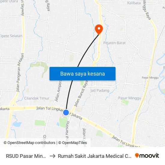 RSUD Pasar Minggu to Rumah Sakit Jakarta Medical Center map