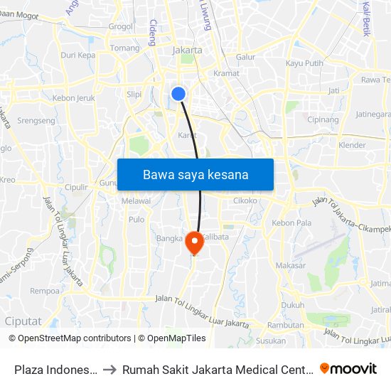 Plaza Indonesia to Rumah Sakit Jakarta Medical Center map