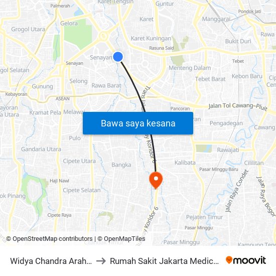 Widya Chandra Arah Timur to Rumah Sakit Jakarta Medical Center map