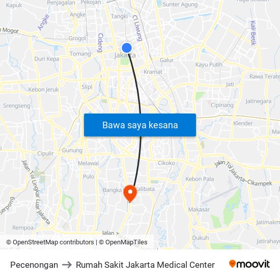 Pecenongan to Rumah Sakit Jakarta Medical Center map