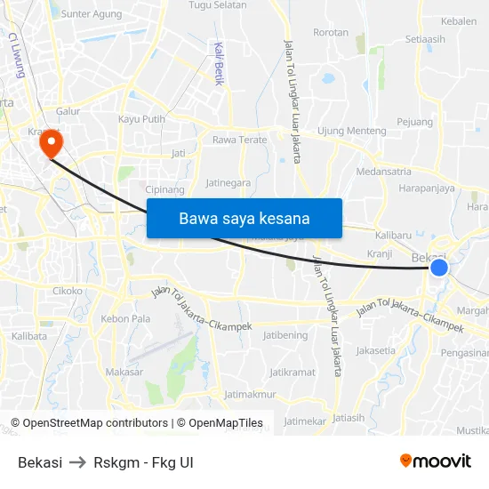 Bekasi to Rskgm - Fkg UI map