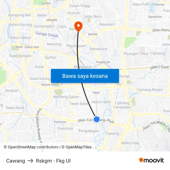 Cawang to Rskgm - Fkg UI map