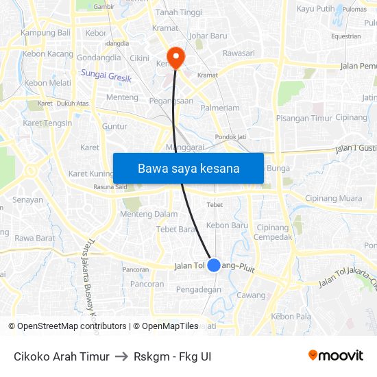 Cikoko Arah Timur to Rskgm - Fkg UI map